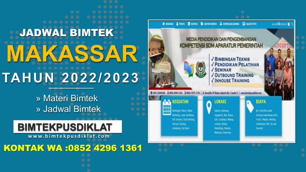 Jadwal Bimtek Makassar | Pendaftaran Bimtek Makassar Tahun 2022/2023