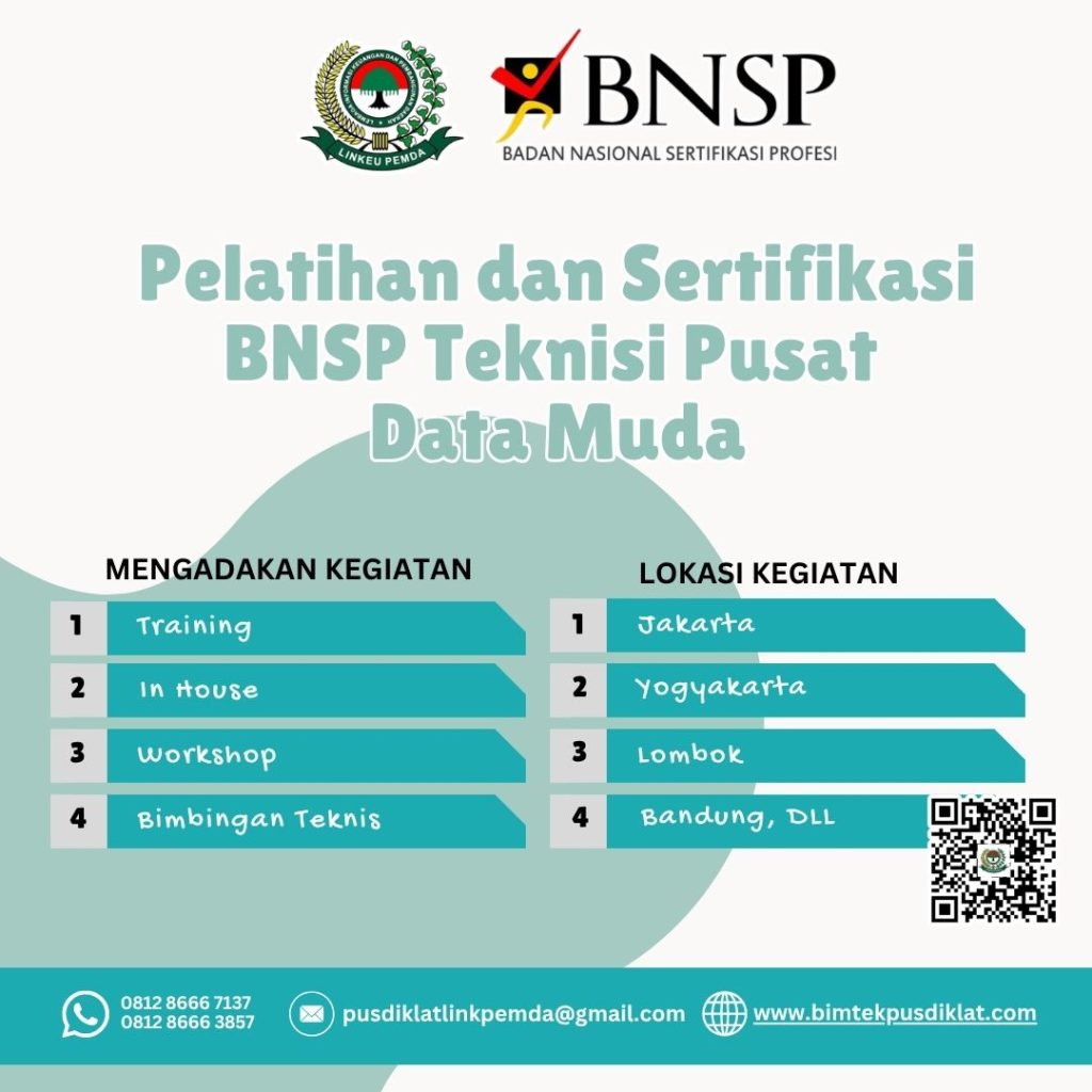 Ikuti Pelatihan dan Sertifikasi BNSP Teknisi Pusat Data Muda Tahun 2026 untuk meningkatkan kompetensi pengelolaan pusat data dan meraih sertifikasi BNSP.